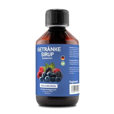 Abbildung von hCGC® Immunsystem Sirup SpeedBoost 250ml, Vegan Zuckerfreies Getränkekonzentrat für 12,5L Fertiggetränk Fruchtsirup Booster mit Vitaminen, Magnesium &amp; L Carnitin Waldbeere