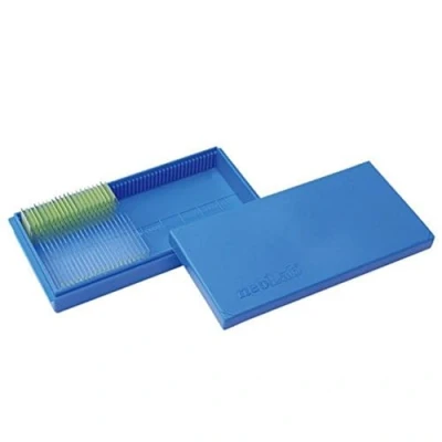 Abbildung von neoLab Polystyrol Objektträger Kasten mit Stülpverschluss für 50 St., Blau, 177mm x 83mm 32mm