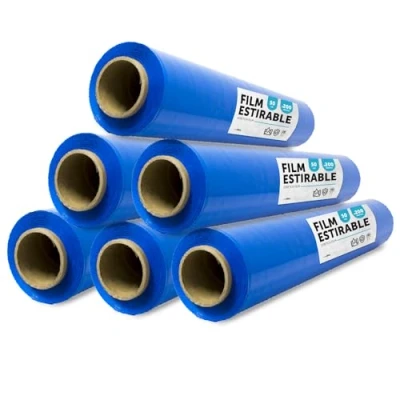 Abbildung von blaue Folie zum Verpacken, Kunststoffabdeckung, für Umzugskisten, Schutz von Möbeln und Sendungen, Maße 50 cm x 200 m dehnbar · office (Blau, 6 Stück)