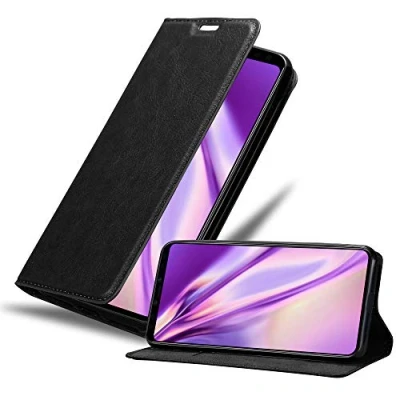 Abbildung von Cadorabo Hülle kompatibel mit Google Pixel 4 aus Premium Kunst Leder Flip Klappbare Stoßfeste Magnetische [Standfunktion] [Kartenfächern] Cover für Tasche in Schwarz