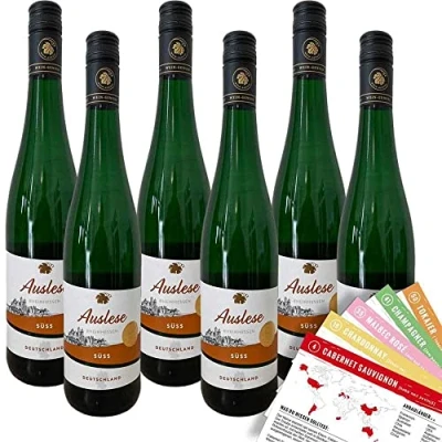 Abbildung von Wein Genuss Auslese QmP, süß, sortenreines Weinpaket + VINOX Winecards (6x0,75l)