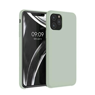 Abbildung von kwmobile Hülle kompatibel mit Apple iPhone 11 Pro Silikon Handy Case Handyhülle weiche Oberfläche kabelloses Laden Graugrün
