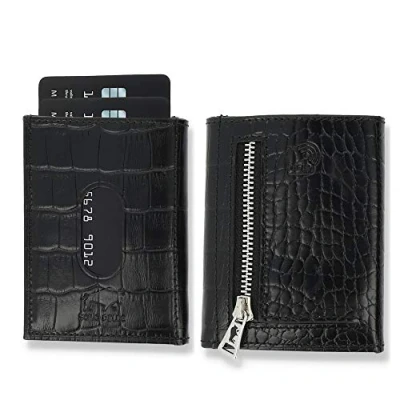 Abbildung von Solo Pelle Brieftasche Slim Wallet mit Münzfach [12 Karten] Slimwallet Riga [RFID Schutz], echt Leder, RFID Schutz, Macde in Europe