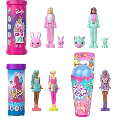 Abbildung von Barbie Mini BarbieLand Reveal Puppen 5er Set, ca. 4 cm große mit Überraschung beim Auspacken, verschiedene Reveals (Stile können abweichen), JCB27