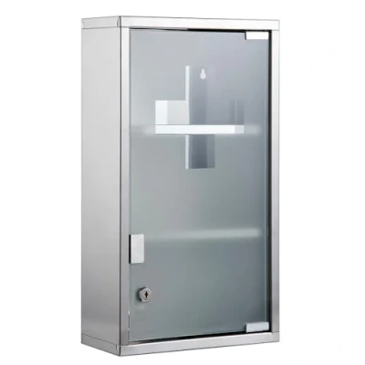 Abbildung von Zedelmaier Medizinschrank aus Edelstahl abschließbarer Arzneischrank Erste Hilfe Schrank Hausapotheke,3 Fächer mit Glas Tür 50 x 30 12 cm (Silber 3 Fächer), YX3001