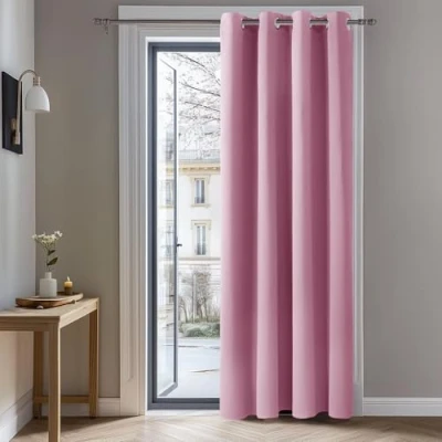 Abbildung von Deconovo Verdunkelungsgardinen mit Ösen Thermogardine Kälteschutz Gardinen Blickdicht, 180x140 cm(HöhexBreite), Rosa, 1 Stück