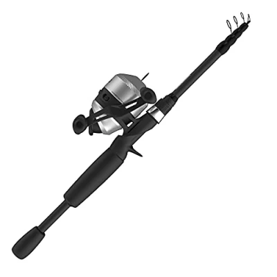 Abbildung von Zebco 33 Spincast Reel und Teleskop Angelrute Combo, ausziehbar 57 cm bis 180 E Glas Quickset Anti Reverse Angelrolle mit Bissanzeiger, Silber/schwarz