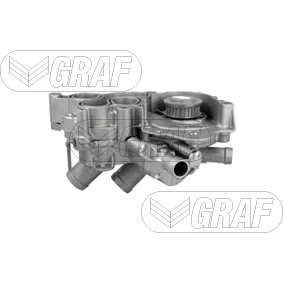 Abbildung von GRAF PA1373 Wasserpumpe 28 mit Dichtung Deckel mechanisch Stahlblech 43,4 für Keilrippenriementrieb VOLKSWAGEN: Polo V Schrägheck, VI