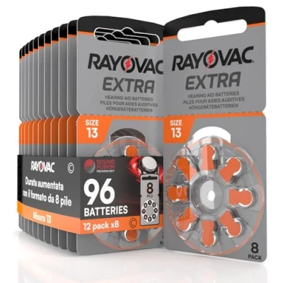 Abbildung von 96 Hörgerätebatterien Rayovac Extra 13. 12x8 Stück
