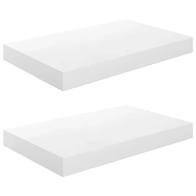 Abbildung von vidaXL 2X Wandregal Schwebend Hängeregal Wandboard Bücherregal Schweberegal Regalbrett CD DVD Regal Dekoregal Hochglanz Weiß 40x23x3,8cm MDF