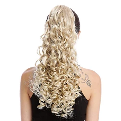 Abbildung von WIG ME UP 19AXL V 24T88 Haarteil Zopf Pferdeschwanz lang voluminös stark gelockt Blond Gesträhnt 50 cm