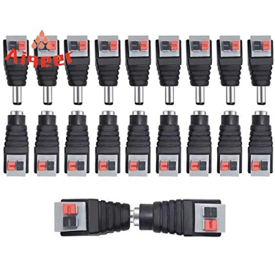 Abbildung von Aiqeer 10 Paare 5.5 X 2.1 mm Drucktaste DC Power Adapter Terminalblock, 12V / 24V Stecker Verbinder, 2 Polig Männlich &amp; Weiblich Buchse Kit (Grau Schwarz)