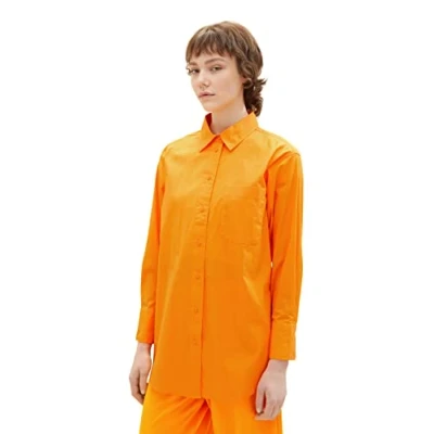 Abbildung von TOM Tailor Denim Oversized Shirt Hemdbluse, Damen, Größe: XL, Bright mango orange