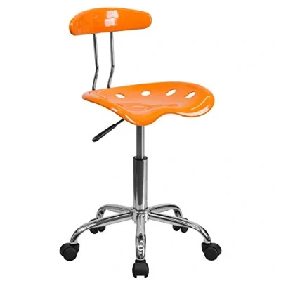 Abbildung von Flash Furniture Bürostuhl, drehbar, mit Traktorsitz, Orange und Chrom, Leuchtend