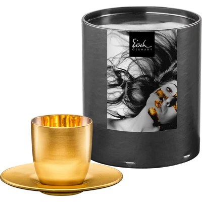 Abbildung von Eisch Germany Espressoglas &quot;COSMO COLLECT, 100 ml, Made in Germany&quot;, (Set, 2 tlg., mit Untertasse im Geschenkkarton), m. Untertasse, Handarbeit glänzendem und mattem Gold veredelt