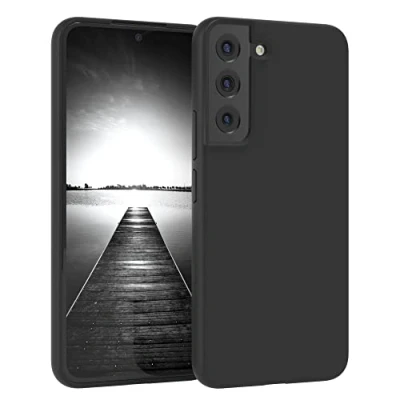 Abbildung von EAZY CASE Premium Silikon Handyhülle kompatibel mit Samsung Galaxy S22 5G, Slimcover Kameraschutz und Innenfutter, Silikonhülle, Schutzhülle, Bumper, Handy Case, Hülle, Softcase, Schwarz