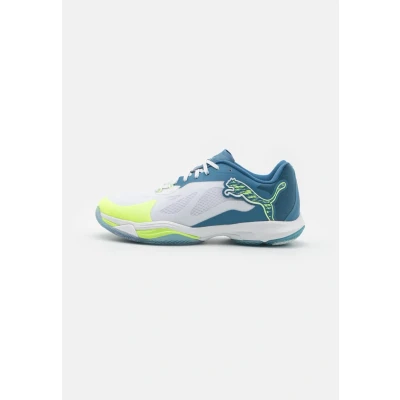 Abbildung von Puma Vantage Nitro Handballschuh, Herren, Größe: 49.5, White/blue horizon/fizzy apple Textil/synthetik
