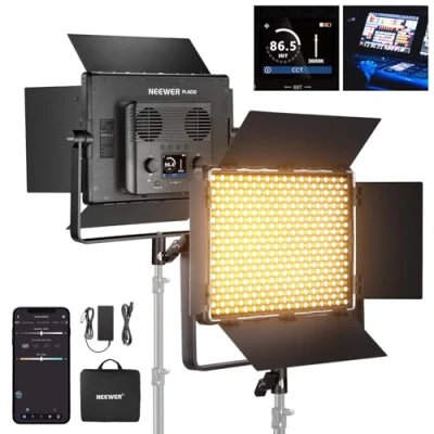 Abbildung von NEEWER LED Panel Videolicht Zweifarbiges Videoleuchte APP/2,4G/DMX Steuerung 60W 26600Lux/0,5m 2500K 8500K 13 Szenen V Akku Betrieben Licht für Studiofotografie Fotos im Freien Make up Streaming PL60B