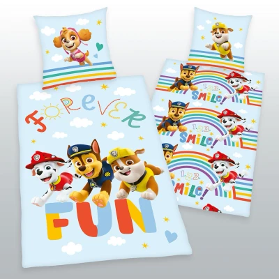 Abbildung von Herding Bettwäsche Paw Patrol, Kopfkissenbezug ca. 80 x cm, Bettbezug 135 200 mit praktischer Knopfleiste, 100% Baumwolle