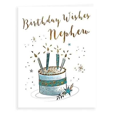 Abbildung von Piccadilly Greetings Group Ltd Koko Designs K70035 Luxuriöse moderne Geburtstagskarte für Neffe, 20,3 x 15,2 cm, silberfarben, grau, schwarz, braun