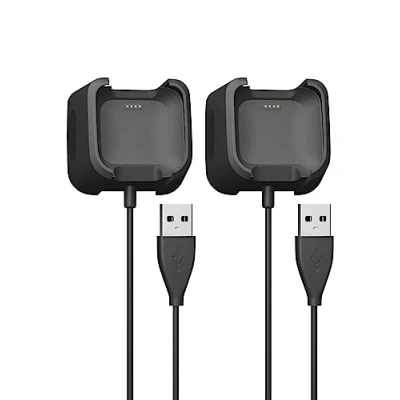 Abbildung von Sinoacc 2 Stück Ladekabel Kompatibel mit Fitbit Versa &amp; Lite Ladegerät Ersatz USB Adapterkabel Ladestation für Smartwatch (Nicht 2/Versa 3/Sense)