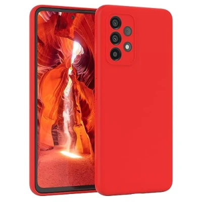 Abbildung von EAZY Case Slim kompatibel mit Samsung Galaxy A53 5G Flexibles Silikon (Federlicht und Ultra Dünn), Hülle Case, Abdeckung, Rand für Bildschirm &amp; Kamera, Stoßfeste Schlank Kratzfest, in Rot