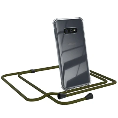 Abbildung von EAZY CASE Handykette kompatibel mit Samsung Galaxy S10e Handyhülle Umhängeband, Handykordel Schutzhülle, Silikonhülle, Hülle, Stylische Kette, Grün Clips Schwarz