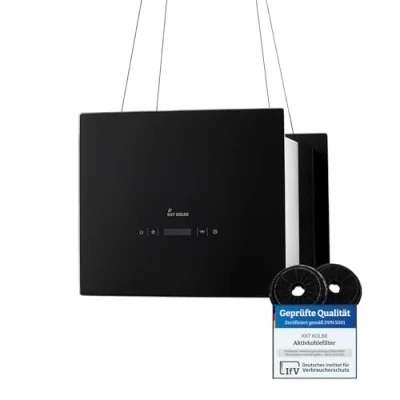Abbildung von KKT KOLBE Dunstabzugshaube 40 cm Inselhaube Edelstahl schwarzes Glas SensorTouch Bedienung Remote Fernsteuerung LED Beleuchtung Umluft BOX400S