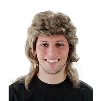 Abbildung von blonde Vokuhila Perücke für Herren zu Fasching Karneval Blond Fokuhila Proll Perücken Bad Taste Party