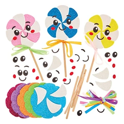 Abbildung von Baker Ross FX703 Lollipop Mix und Match Dekorationssets 8er Packung, Schaumstoff Bastelsets für Kinder