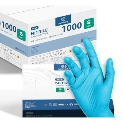 Abbildung von Kemes Nitrilhandschuhe S 1000 Stück Hellblau Einweghandschuhe Latexfrei Puderfrei Nitril Gloves Größe Small