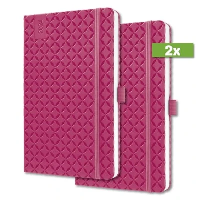 Abbildung von SIGEL J4105/2 Wochenkalender Jolie 2024, ca. A5, pink, Hardcover, Gummiband, Stiftschlaufe, Einstecktasche, 174 Seiten, aus nachhaltigem Papier, Terminplaner, 2 Stück
