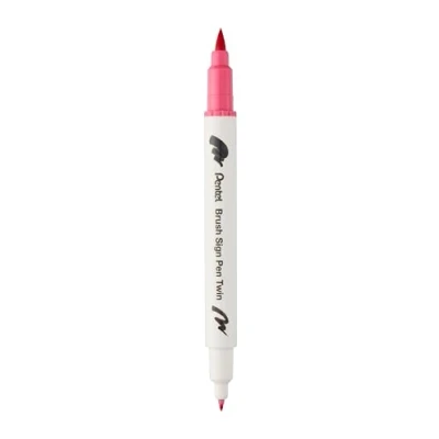 Abbildung von Pentel SESW30C T119E Brush Sign Pen Twin, Fasermaler mit zwei flexiblen Schreibspitzen, Tinte auf Wasserbasis, karminrot, 1 Stück, grün