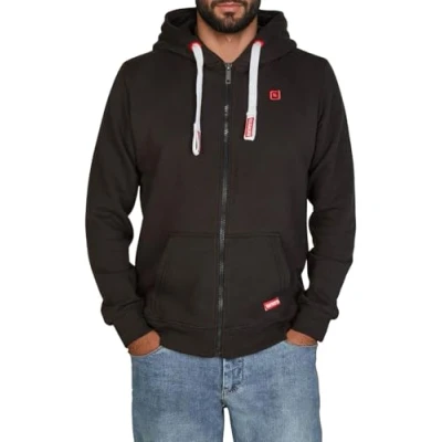 Abbildung von riverso Sweatjacke Herren mit Kapuze Reißverschluss Regular Fit RIVNoah Kapuzenjacke Schwarz 5XL, Größe:5XL, Farbe:Black Formula Red (24002)