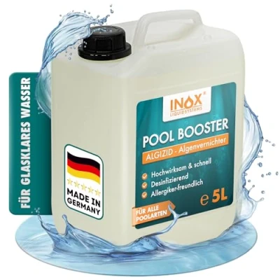 Abbildung von INOX® Effektiver Pool Booster 5L Algenvernichter Flüssiges Algizid für Desinfizierendes Reinigungsmittel gegen Algen Hochwirksames flüssig