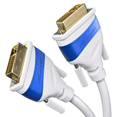 Abbildung von KabelDirekt Dual Link DVI Kabel mit Ferritkern für störungsfreie Signalübertragung 10 m (digitales D/24+1 Monitor Kabel, auf DVI, bis zu 2560x1600 bei 60 Hz oder Full HD/1080p, weiß)