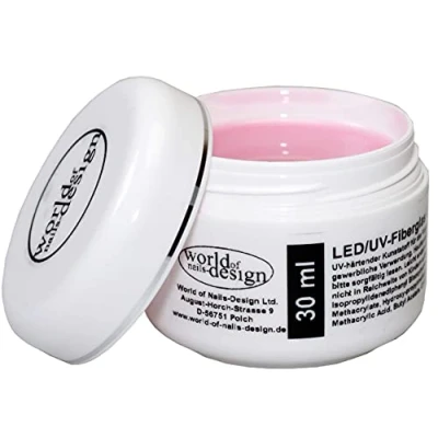 Abbildung von World of Nails Design UV Gel LED/UV Fiberglas dickviskose milchig rosa 1 Phasengel, Aufbaugel, professionell Studioqualität