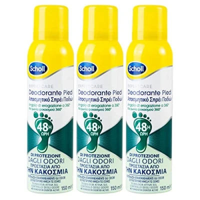 Abbildung von Scholl ExpertCare Deodorant für Füße, Anti Geruch, atmungsaktiv, 48 Stunden, trockene Haut mit frischem und leichtem Duft, gegen schlechte Gerüche 360 , 3 Flaschen à 150 ml