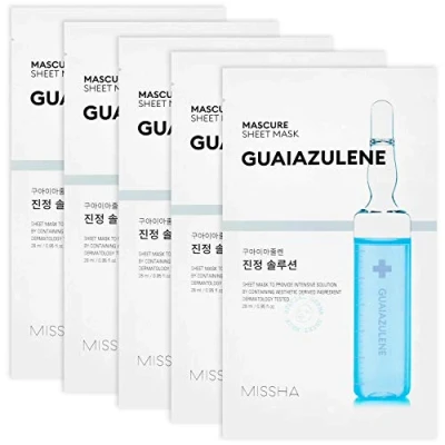Abbildung von MISSHA Beruhigende Gesichtsmaske mit Guaiazulene Mascure Reduziert Irritationen und Rötungen Ideal für empfindliche Haut Beruhigt gleicht aus, 1 Stück