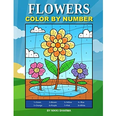 Abbildung von Flowers Color By Number: Coloring Book for Kids Ages 4 8