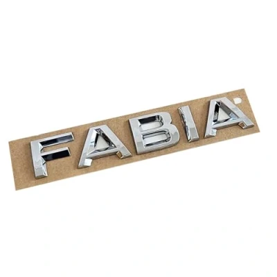 Abbildung von Skoda 5J6853687AA2ZZ Schriftzug Fabia Modellschriftzug Modellbezeichnung Logo Aufkleber Buchstaben, Silber
