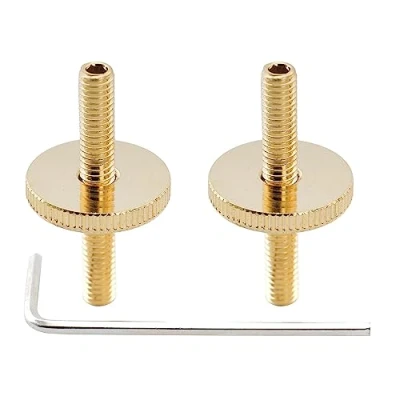 Abbildung von Musiclily Pro Metrische M4 ABR 1 Tune O Matic Brücke Bolzen und Thumbwheel Set für Epiphone Les Paul Style E Gitarre, Gold (2er Set)
