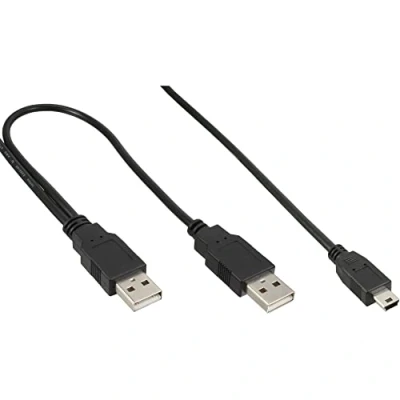 Abbildung von InLine 33107Y USB Mini Y Kabel, 2x Stecker A an B (5pol.), 1,5m