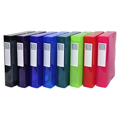Abbildung von Exacompta 59660E Packung (mit 8 Archivboxen Iderama PP, 24 x 32 cm, ideal für Ihre Dokumente in Format DIN A4, Rücken 60mm) farbig sortiert, Stück
