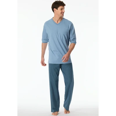 Abbildung von Schiesser Comfort Essentials Nachtwäsche Set, Herren, Größe: 50, Blaugrau