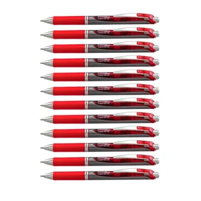 Abbildung von Pentel Liquidgeltintenroller 0,5mm rot Metallspitze, nachfüllbar, 12er Pack