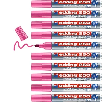 Abbildung von edding 250 Whiteboardmarker pink 10 Whiteboard Stifte Rundspitze 1,5 3 mm Boardmarker abwischbar für Whiteboard, Flipchart, Magnettafel, Pinnwand, Memoboard Sketchnotes
