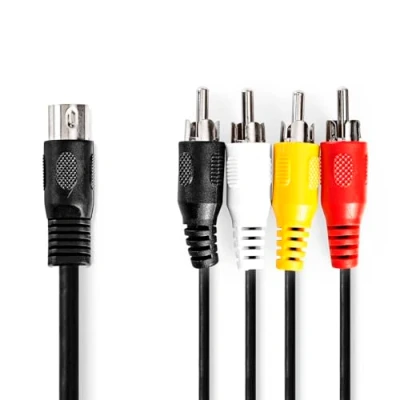 Abbildung von Nedis DIN Audio Kabel 5 Pin Stecker 4x RCA Vernickelt 1.00 m Rund PVC Schwarz Label