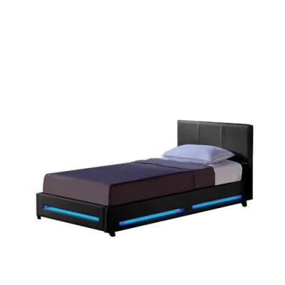 Abbildung von Home Deluxe LED Bett Asteroid Dunkelgrau, 90 x 200 cm inkl. Lattenrost I Polsterbett Design Beleuchtung