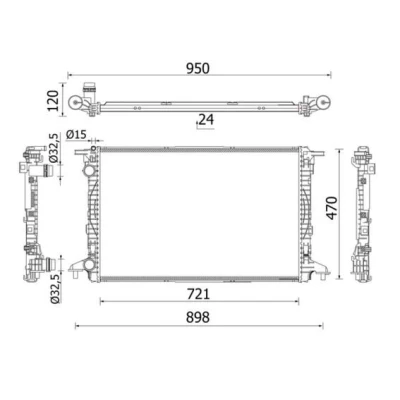 Abbildung von MAHLE ORIGINAL CR 2179 000S Kühler, Motorkühlung Aluminium 721 470 24 Kühlrippen mechanisch gefügt AUDI: A4 B9 Avant, A5 Sportback, Allroad